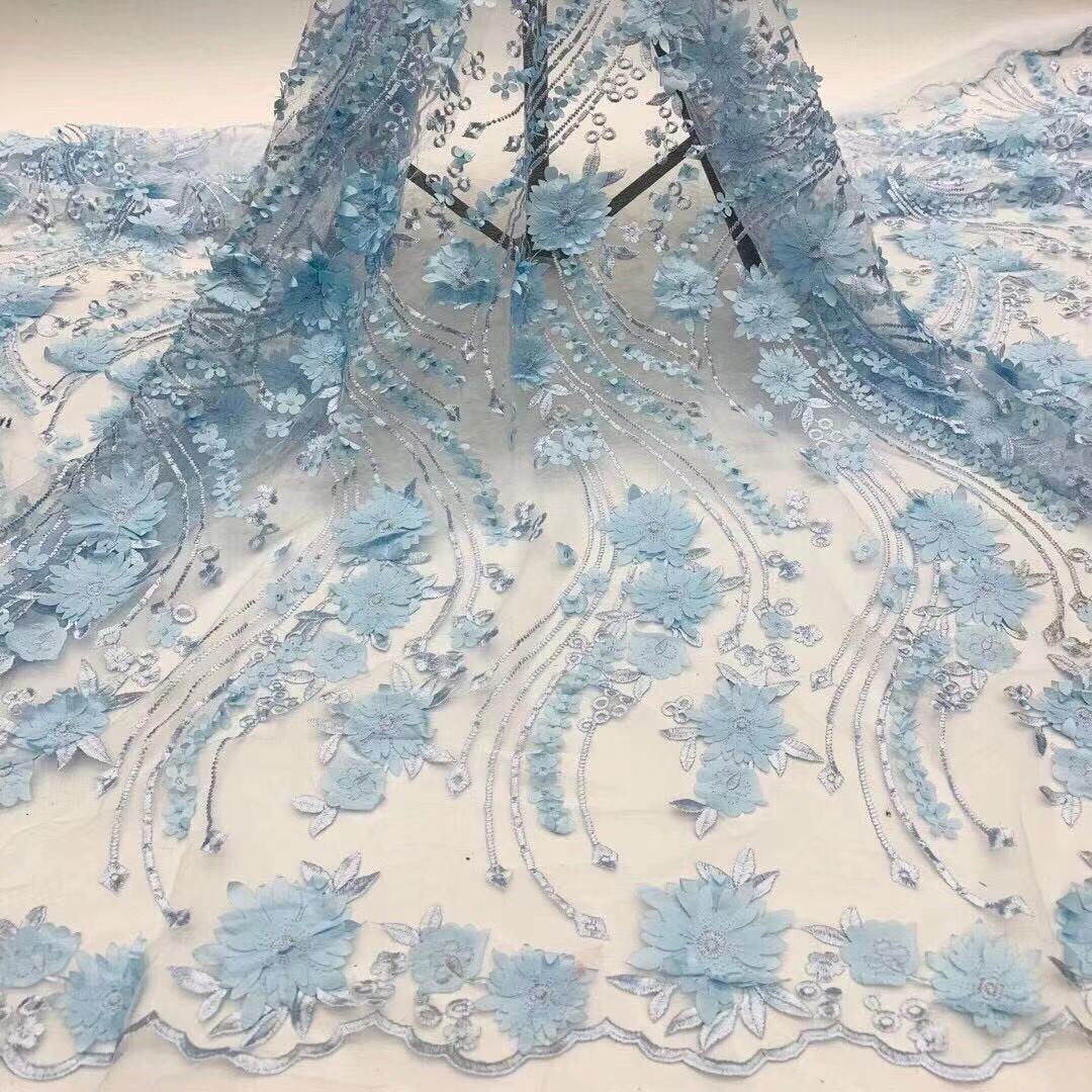 3D heavy craft sequined tulle fabric ...